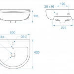 Dignity 450mm Bathroom Care Pack - Push Button 500mm Wall basins - Dims